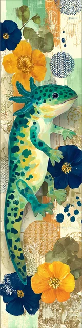 Free printable axolotl bookmark featuring a yellow and green axolotl